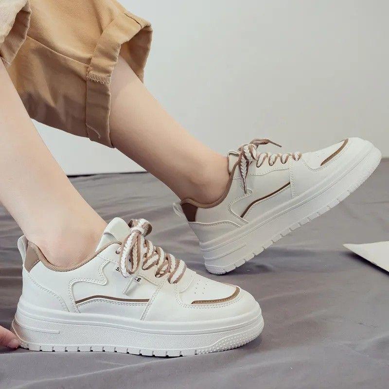Giày Nữ Ngoại Cỡ (35-40), Giày Trắng, Giày Daddy Thể Thao Thường Ngày Giày Trượt Băng Đế Mềm Thoáng Khí, Thích Hợp Cho Mùa Lò Xo Và Mùa Thu, Có Cỡ 41, Thích Hợp Cho Bàn Chân Rộng Và Béo, Năm 2024 giày  dây 4