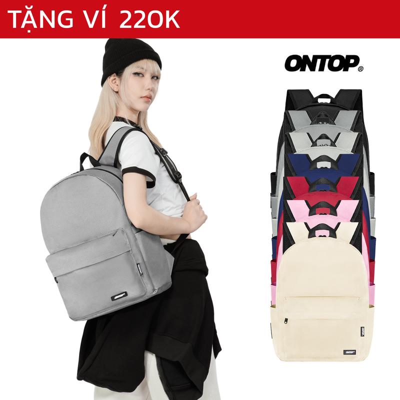 Balo đi học basic nam nữ ONTOP vải canvas đựng vừa laptop 14inches màu đen local brand Casual | O-P54