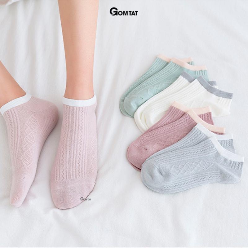 Set 5 đôi vớ nữ cổ thấp phong cách Hàn Quốc, tất cổ ngắn nữ chất liệu cotton dày dặn êm ái, thấm hút mồ hôi - CB069 Women Voi