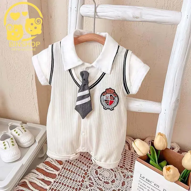 Body công tử cho bé trai dễ thương, Bodysuit cho bé chất thun tăm mềm mát, Body cho bé trai mẫu Quần áo sơ sinh 0-12M 1