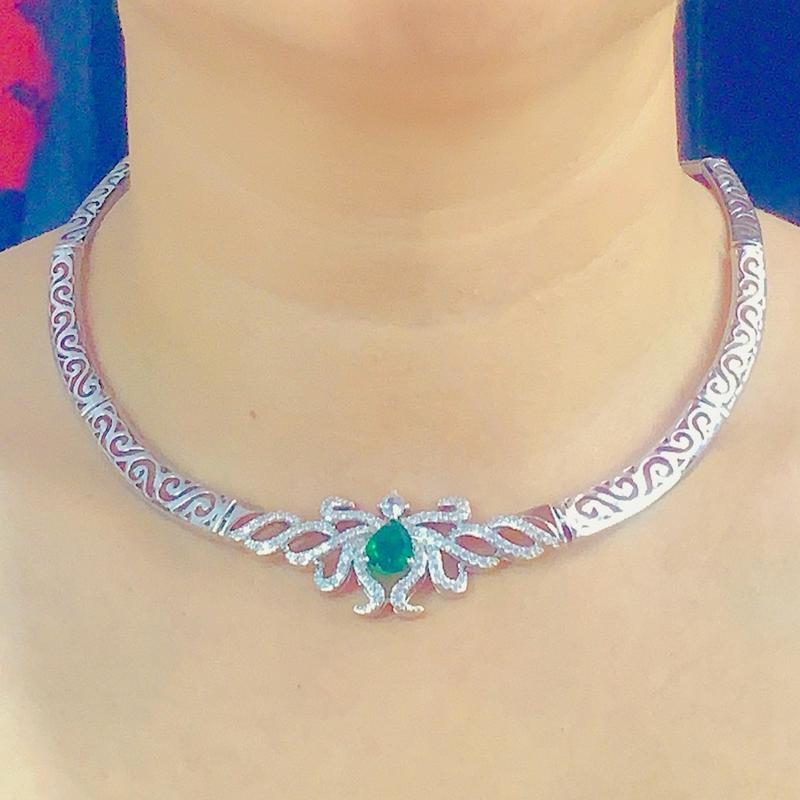 Kiềng  cổ mềm dẹt mạ vàng 18 k , mạ bạch kim , có gắn mặt  đá các màu xanh, trắng, đỏ 9