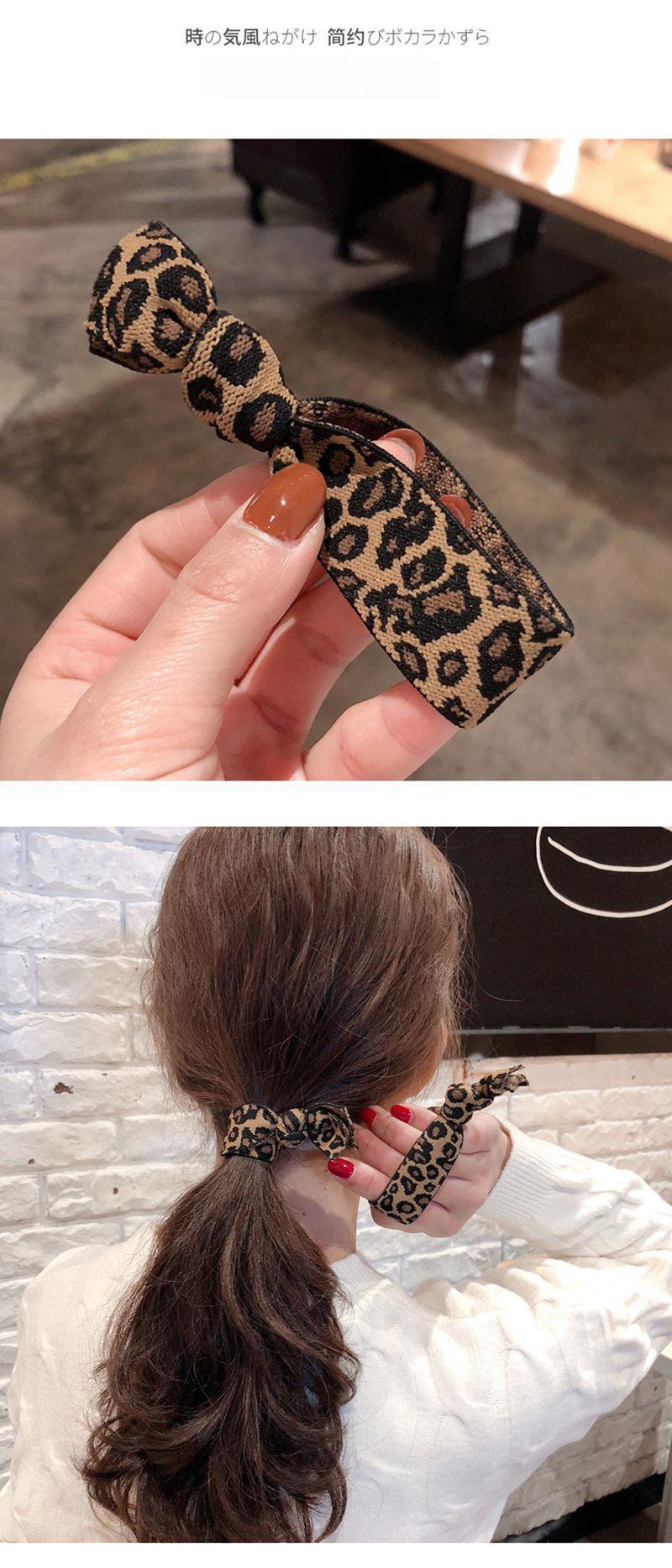 Product Introduction of Korean Style Simple Colorful High Elastic Rubber Band Bracelet Tie up a Bun Hairstyle Leopard Print Hair Rope 10