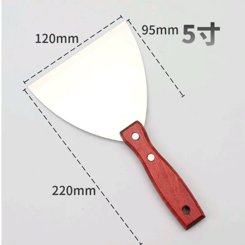 Xúc bột trét inox cán gỗ, dao xúc bột bả, sủi inox gỗ kiểu Nhật 5-15cm 7