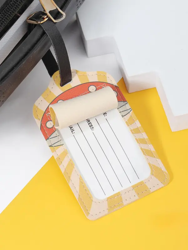 Cartoon Airplane Pattern Luggage Tag, Lightweight Backpack Tag, Suitcase Tag, Travel Bag Tag, Identification Tag, Leather Tag 7