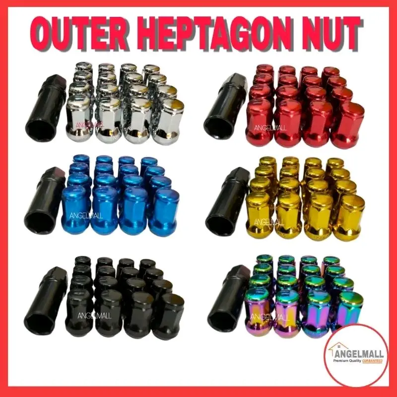 Heavy duty Heptagon 1.5mm Wheel Lock Nut(Material Steel) (#16pcs+1socket) Hardware