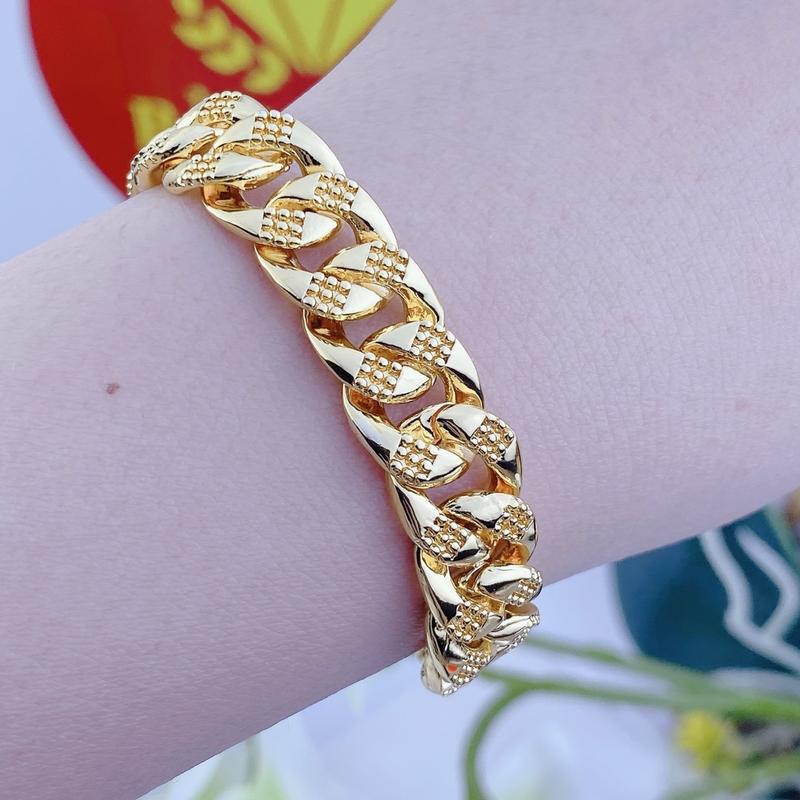 Lắc tay nam nữ khoen lật 8 chỉ mạ vàng 18k bền đẹp có ký hiệu