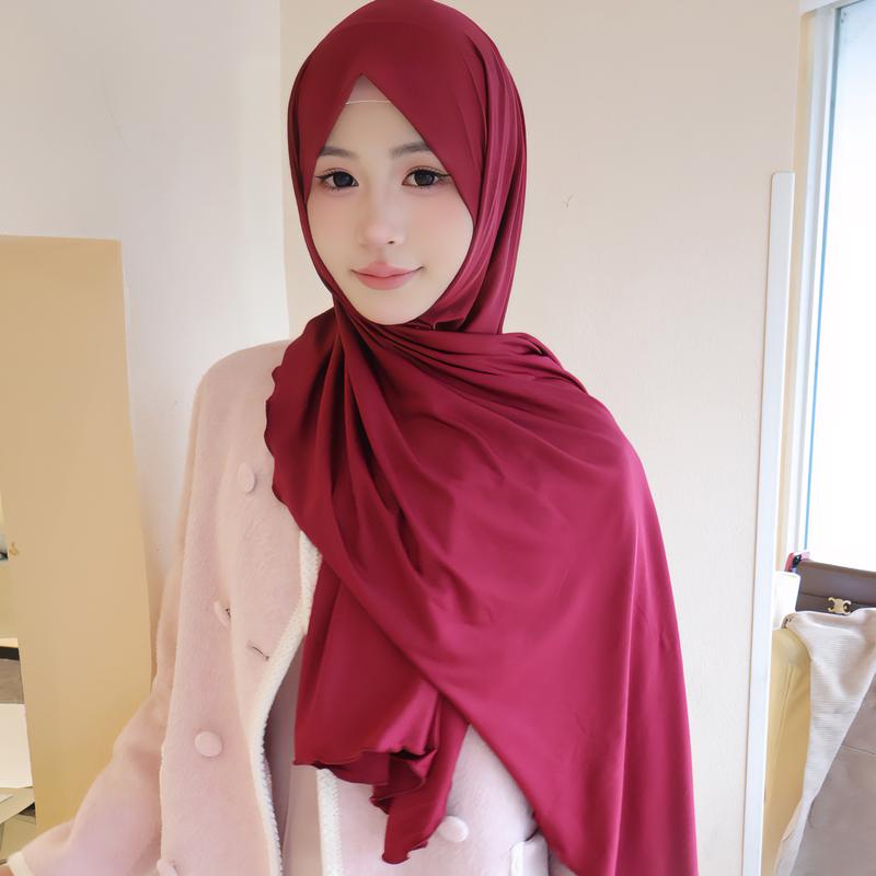 Product Introduction of Solid Color Milk Silk with Wooden Ear Scarf Monochrome Cotton Scarf Headcloth Shawl Scarf Elastic Knitted Scarf for Women selendang  bahu sulam  shawl sahara  shawl selendang 16