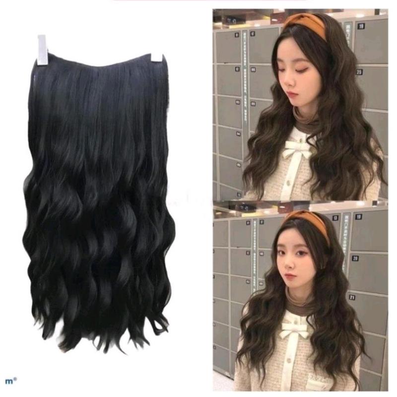 Tóc giả kẹp v xù dợn dành cho nữ đẹp, 55cm , kẹp phím Wig