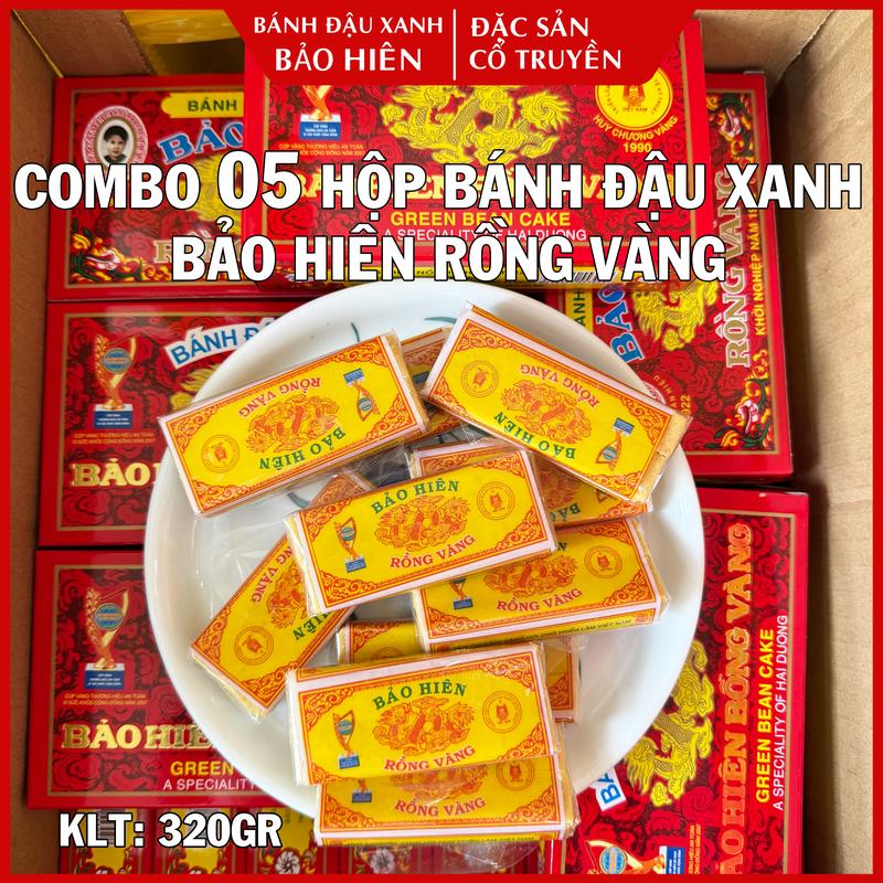 Combo 05 Hộp Bánh Đậu Xanh Cổ Truyền Bảo Hiên Rồng Vàng