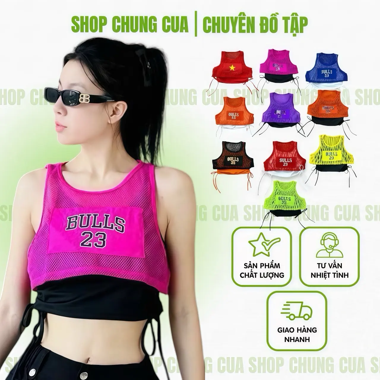 Áo bra lưới BULLS 23 rút dây 2 bên xườn, áo tập 2 lớp dành cho nữ, tập thể dục, tập aerobic, shuttle dance, dân vũ, zumba, sport, nhiều màu
