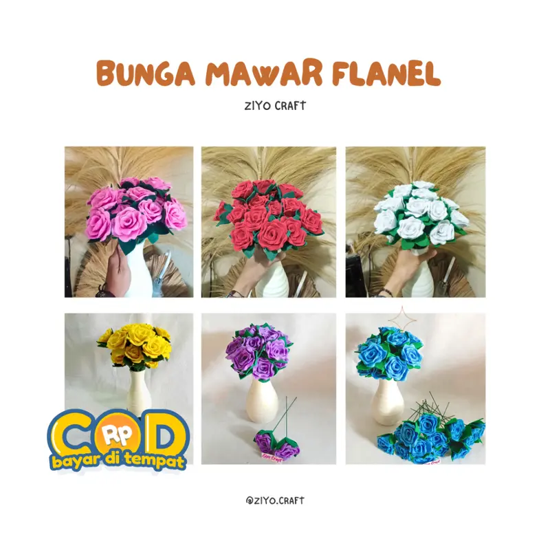 Bunga Mawar Flanel / Rose Flanel satuan 1