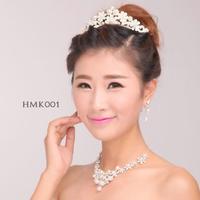 Gambar AKSESORIS WEDDING MODERN SET TIARA KALUNG ANTING HMK001 - Putih Silver dari Lenka Wedding Shop Kota Surabaya 1 Tokopedia