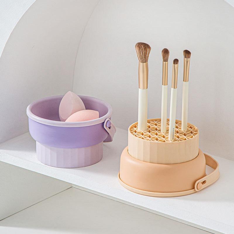 HL0606 Pembersih Kuas Make Up Gantung Make Up Brush Cleanser Rak Pengering Kuas Make Up Brush Stand Holder Penyimpanan 4
