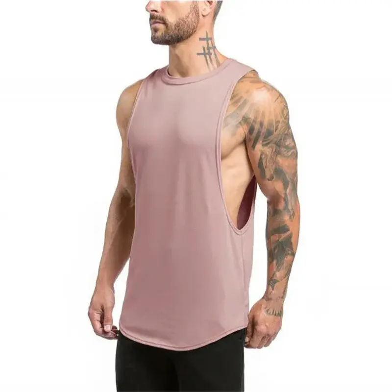 Blank Running Vests Mens Gym Clothing Bodybuilding Stringer Tank Tops Summer Cotton Cut Off Fitness Muscle Guys Sleeveless Shirt 4