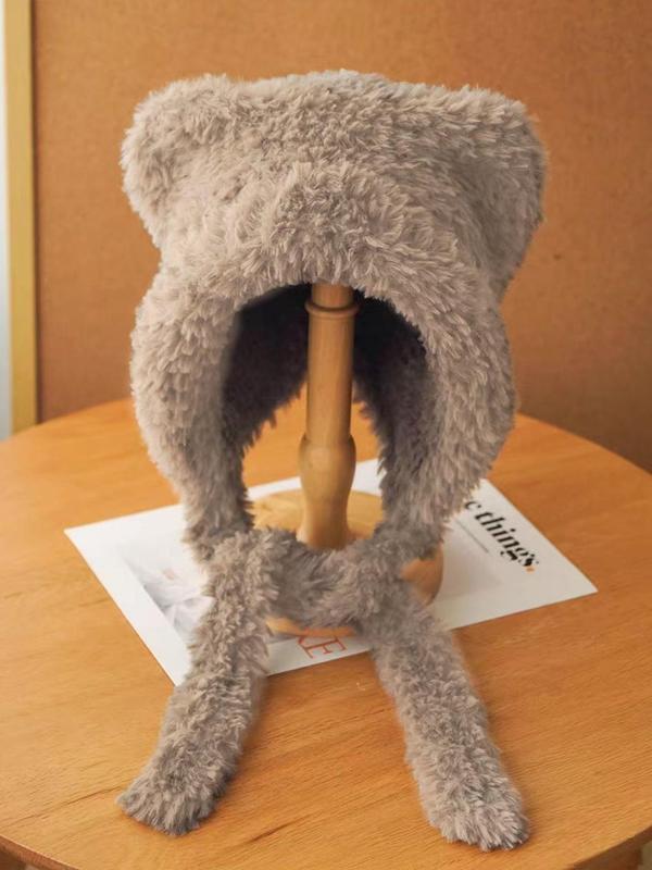 Cute Bear Ear Decor Beanie Hat, Thickened Warm Hat for Fall & Winter, Fashion Accessories for Women & Men 5