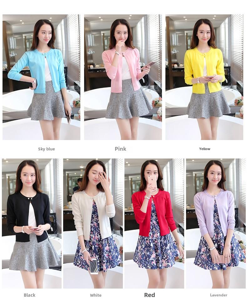 Product Introduction of Knitted Cardigan Short Sunscreen Shawl Thin Coat Spring and Summer Women's Clothing Sweater Long Sleeve Air Conditioning Shirt Knitwear Womenswear Basic Knitting Tops 4