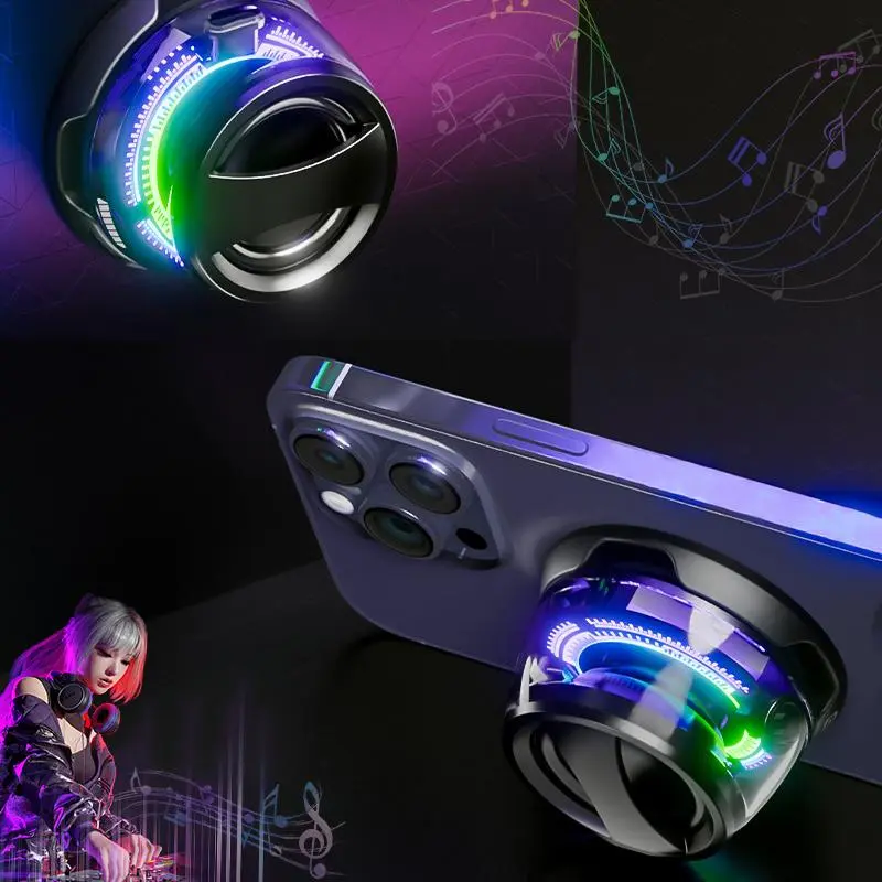 G200 Portable Wireless Speaker, RGB Light Wireless Speaker with Phone Holder, Waterproof Design Stereo Speaker for Outdoor Riding & Gaming, Audio