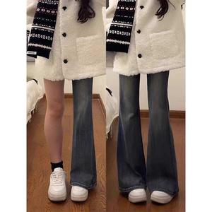 กางเกงยีนส์ ไมโคร-แลร์ สีเทาหิน สำหรับผู้หญิง เอวสูง ไม่ข้อยืด ทรงสลิม สไตล์เกือกม้า เหมาะสำหรับฤดูใบไม้ผลิและฤดูร้อน 2025 มาใหม่