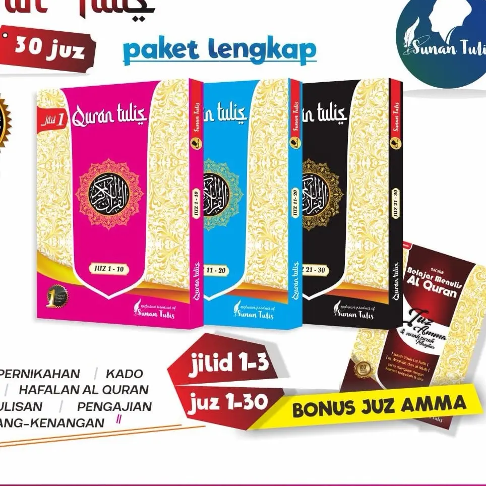Paket lengkap 30 juz / 4 buku Edisi Reguler Sunantulis Quran