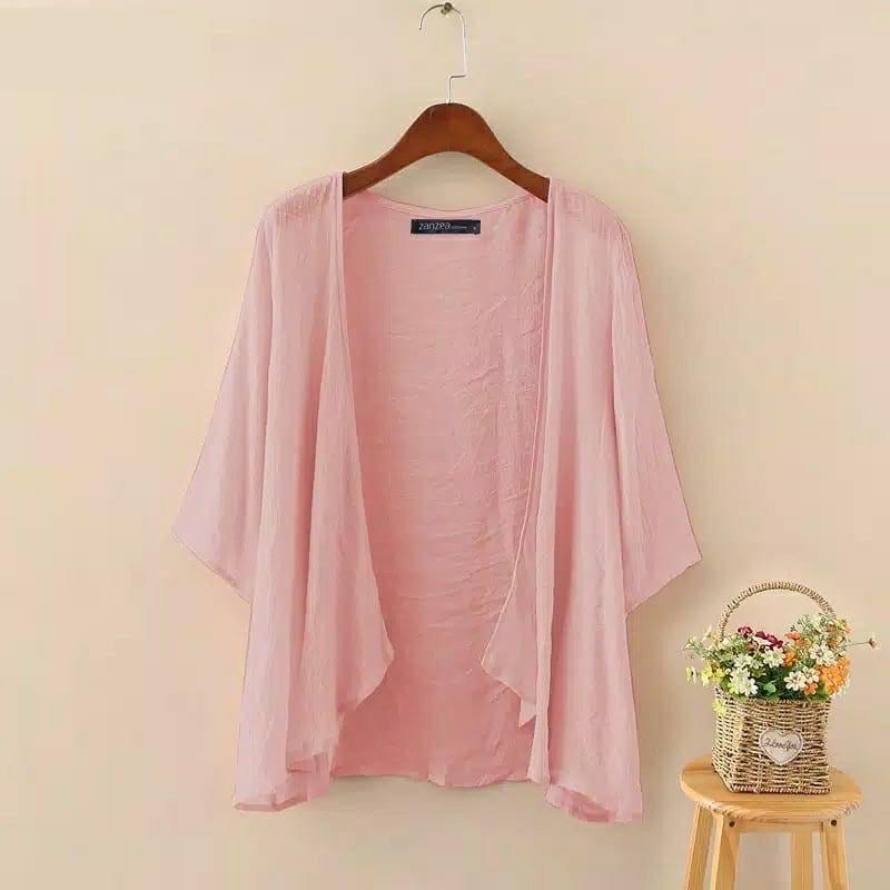 KARDIGAN PANJANG WANITA FASHION MUSLIM - TALITA CARDI POLOS KATUN LINEN - OUTER WANITA MURAH 2