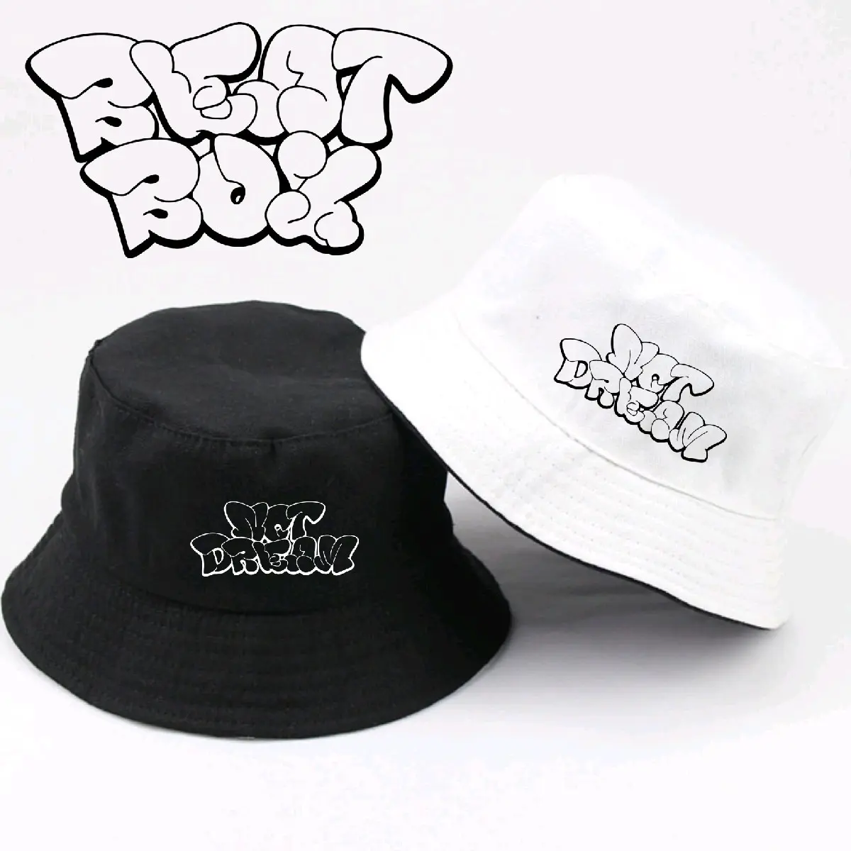 topi KUPLUK buckets hat Nct mode tulisan beatbox