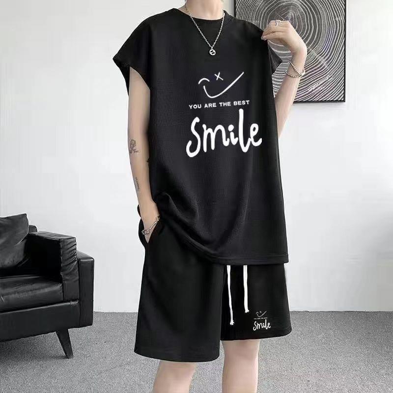 Bộ Đồ Hai Mảnh Cho Nam, Bộ Sưu Tập Ruoshuai Ins, Áo Ba Lỗ Không Tay Bánh Quế Và Quần Đùi, Cao Cấp Và Tuyệt Vời, Thích Hợp Cho Thanh Thiếu Niên, Bán Chạy Tại Cửa Hàng, 12 6