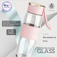 Gambar Botol Minum Kaca U-703 Handle Silicone 430 ML Leak Proof - Purple dari Ollahomeliving Kota Bogor 4 Tokopedia