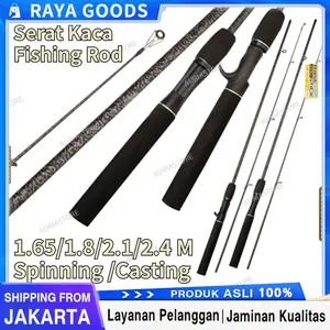 1.65m/1.8m/2.1m/2.4m Serat Kaca Fishing Rod ​Joran Pancing casting Spinning / Casting 2 Section Max Drag 8kg Saltwater Freshwater joran murah cuci gudang joran pancing Serat Kaca asli kuat