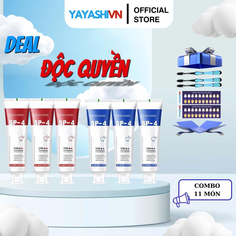 [MUA 3 TẶNG 3 TẶNG 3 BÀN CHẢI] KEM ĐÁNH RĂNG YAYASHI HỖ TRỢ KHỬ MÙI HÔI MIỆNG, HỖ TRỢ KHỬ Ố VÀNG RĂNG, RĂNG TRẮNG SÁNG TẶNG BẢNG THEO DÕI MÀU RĂNG YAYASHI BEAUTY