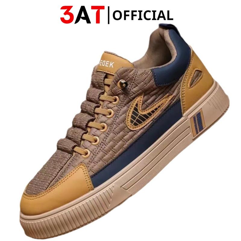  3AT-Y18 Giày Nam Da PU Kiểu Dáng Trẻ Trung Thời Trang Có 3 Màu Vàng Đen Xanh Cao Su Sneaker Shoes Đế Bằng 