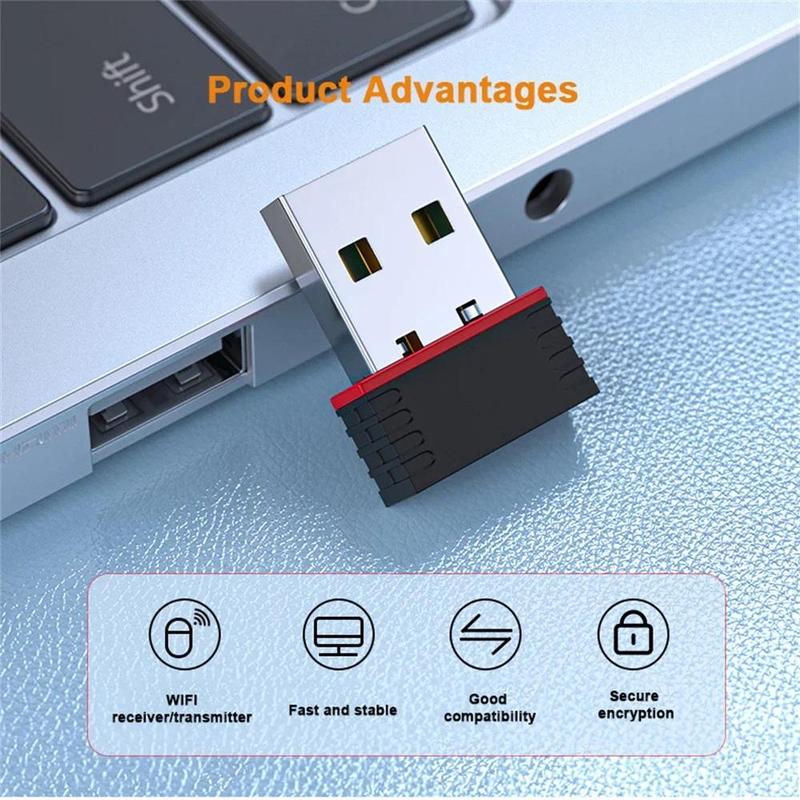 Mini USB Network Card Wireless WiFi Dongle Adapter USB2.0 2.4G 150Mbps ...