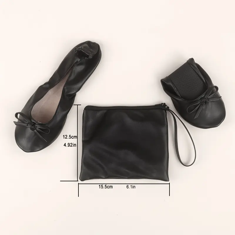 Soft and Comfortable 2311-2 Black + Bow Silvery Women's Casual Fashion Dance Shoes - Foldable Easy-to-Carry Non-Tired Feet All-match Home 4