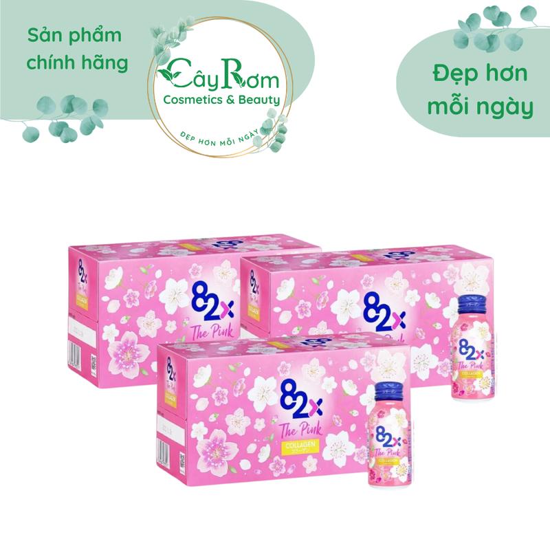 [Combo 3 hộp] Nước uống 82X The Pink Collagen Bổ Sung Vitamin C (1 hộp/10 lọ)