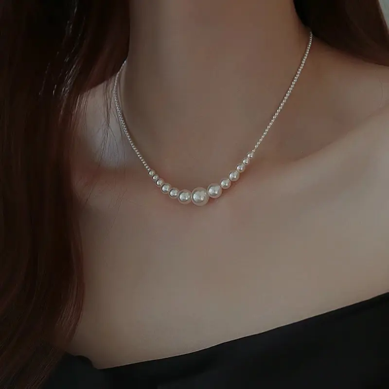 Vòng Cổ Ngọc Trai Nhân Tạo Dài, Phong Cách Cổ Điển, Hạt Ngọc Trai Thủy Tinh, N900, DAISYN 1