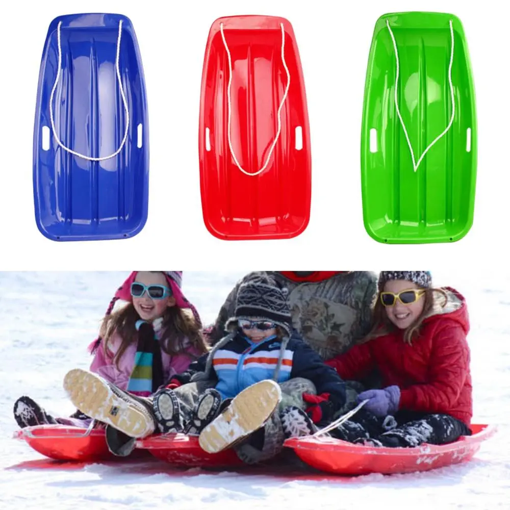 PE Sledge with Rope Winter Snow Toboggan Sled Outdoor Sled Sleigh Slider Sledding Luge Good Christmas Present Toy for Kids Adults Xmas Present