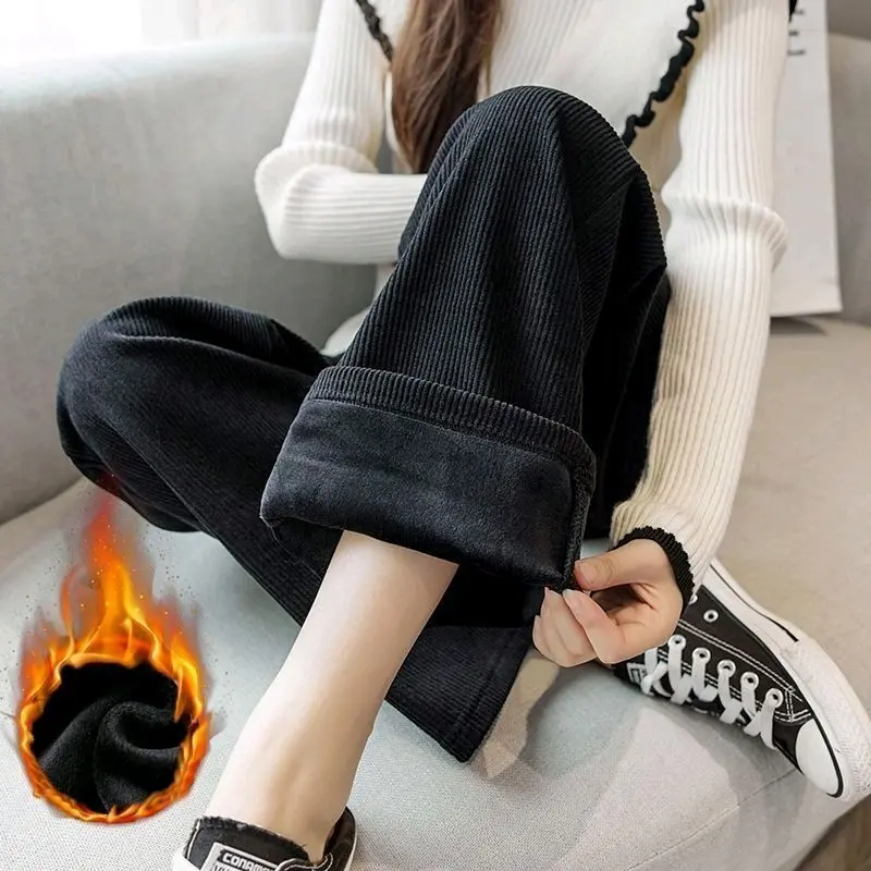 XẢ KHO nghỉ- Quần nỉ  lót lông( (giảm thêm 10k cho 5 khách hàng mới) suông ống rộng lót lông ấm thời trang phong cách