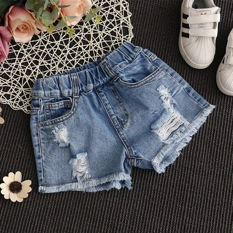 Quần Short Denim, Cho Bé Gái, Rách, Trang Phục Mùa Hè, Thời Trang, Có Cỡ 5, 6, 7, 8, 9, 10, 11, 12, Thích Hợp Cho Trẻ Em Trung Và Lớn, Phong Cách Hàn Quốc, Thích Hợp Cho Bé 12 Tuổi, Quần Mỏng, Quần Áo Trẻ Em 4