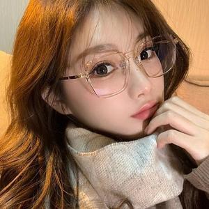 แว่นตาป้องกันแสง, สีฟ้าภูเขา, สำหรับเด็กผู้หญิง, กรอบสี่เหลี่ยมขนาดใหญ่, ผิวเรียบ, เหมาะสำหรับใบหน้าใหญ่, แว่นตาโฟมสายตาสั้น