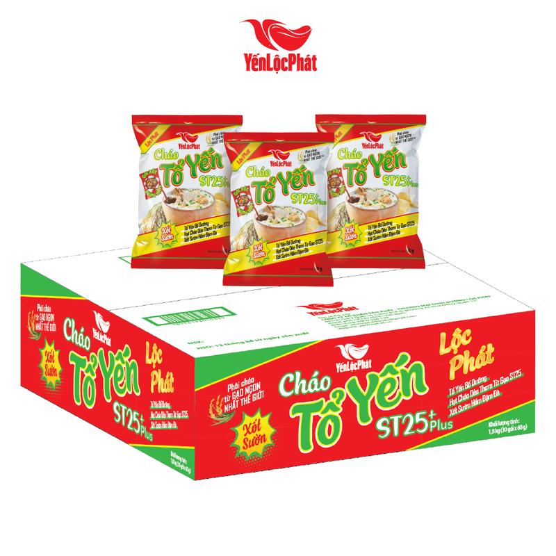 Thùng 30 gói cháo gói ăn liền tổ yến St25 Plus xốt sườn YẾN LỘC PHÁT