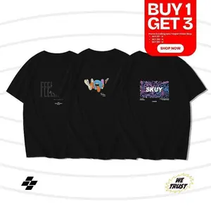 Skuy [Buy 1 Get 3] - Kaos Distro  Keren  Skuy Dewasa Warna Hitam Lengan Pendek Pria Baju Oblong  Polos Bahan Cotton Combed 24s Kerah Bulat Nyaman | Skuy Youth SKY217 | Ultimate SKY218 | Feeling Skuy SKY219 (Beli 1 Dapat 3)