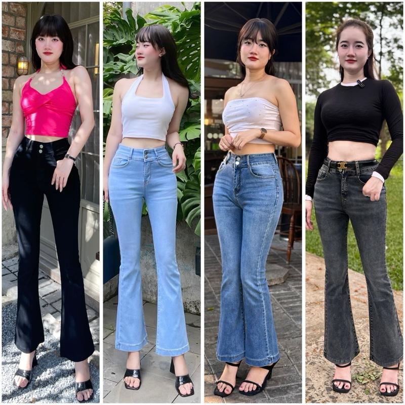 Quần Bò Jean Ống Loe 9 Tấc ULEE Vải Co Giãn Bigsize 40-70kg - Nữ, Women quầndành chom 50