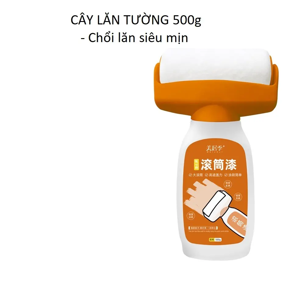 Con Lăn Sơn Tường Màu Trắng 500g Sơn 4m Tường ( 1 bộ gồm  1 con lăn + 1 bình sơn)