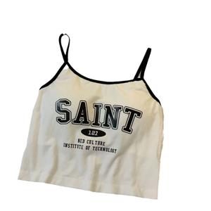 Spicy Girl Printed Letter Camisole with Chest Pad, One-Piece Fixed Cup, Youthful Beautiful Back, Base Layer, Outer Wear, Tube Top
