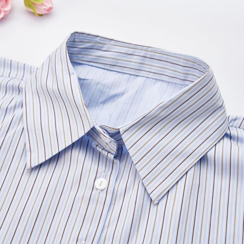 Product Introduction of Fashion Cotton Stripes Fake Collar Detachable Vintage False Blouse Collar Classic Casual Front Tie for Women 26