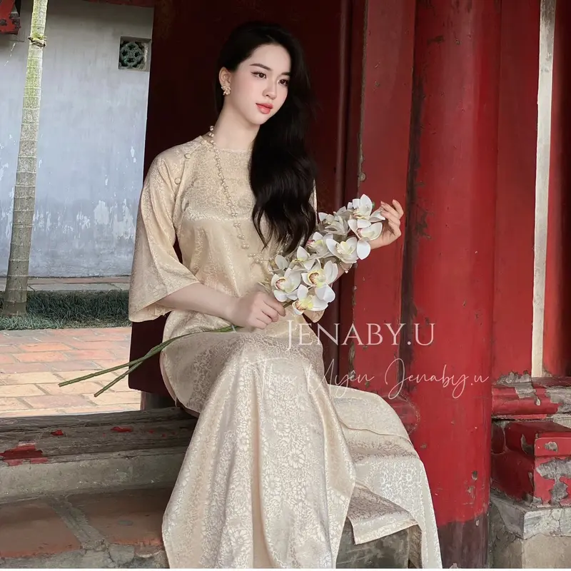 Set áo dài Nhật Hạ form xinh xắn màu sắc nhã nhặn 8