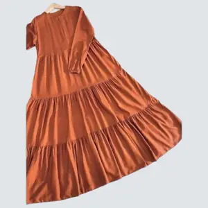 gamis Muslim wanita motif  Polos bahan rayon tebal Nyaman Bumil Busui Ukuran M XL XxL