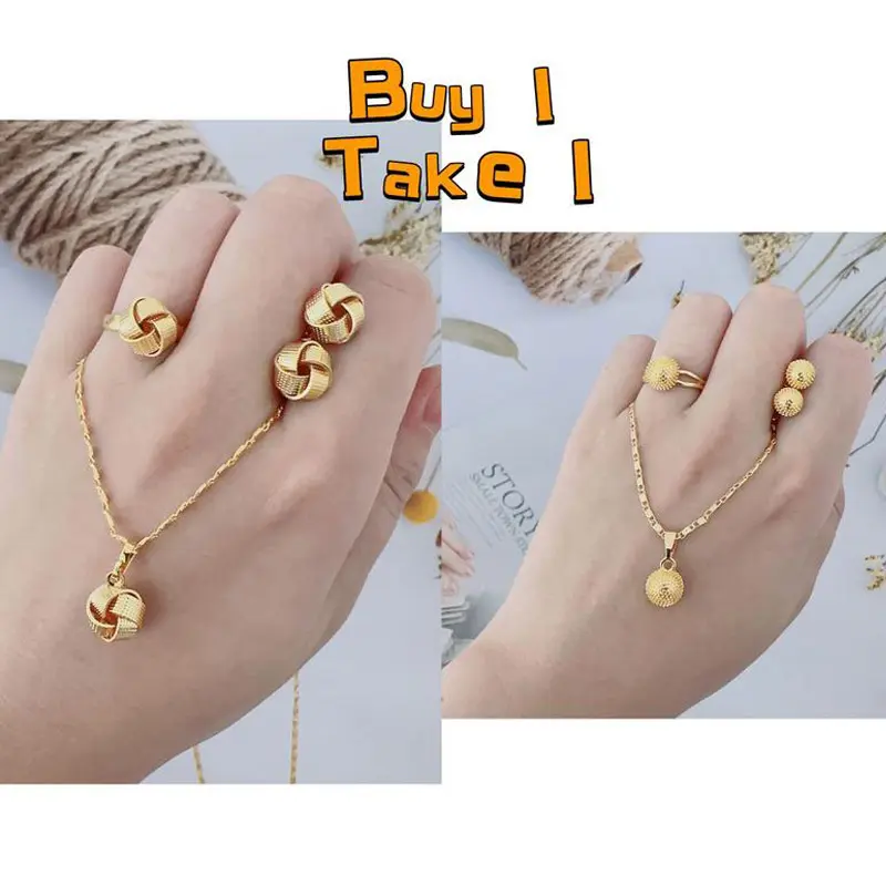 【I DO】【BUY 1 TAKE 1】【3 IN 1 Set】Necklace Adjustable Ring and Earring Jewelry Set For Women With Box XL1439