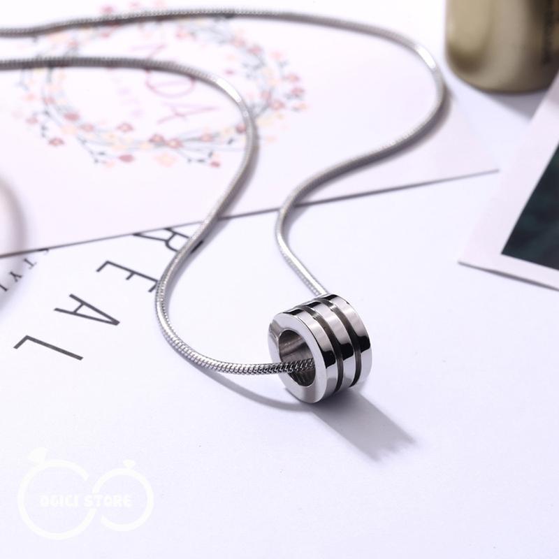 Dây chuyền nam nữ titan thời trang, Vong cổ mặt tròn nhỏ hình trụ đơn giản, cá tính, Unisex