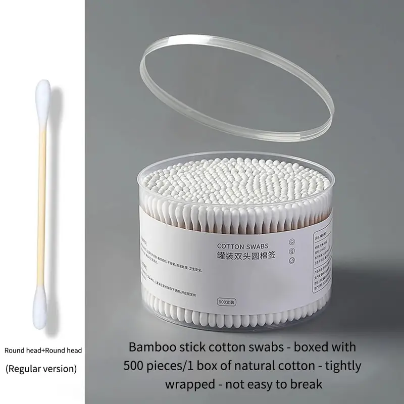 500PCS Disposable Cotton Swab Box with Double End Round Head - TikTok ...