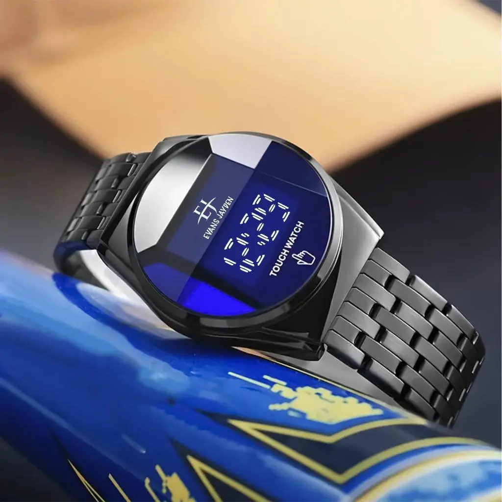 DISKON jam tangan   Evans Jayden Jam Tangan Pria 9954 Rantai Stainless Steel Digital Touch Screen Sapphire Glass Water Resistant 3ATM Kaca Watches